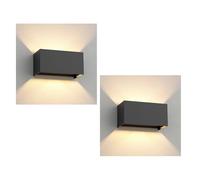 ledscom.de 2 appliques murales CUBEL pour l'extérieur, IP65, éclairage vers le haut/vers le bas, anthracite mat, rectangulaires, 2 ampoules G9 max. 10 W