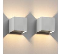 ledscom.de 2 appliques murales CUBEL pour l'extérieur, IP65, éclairage vers le haut/vers le bas, blanc mat, carrées, 1 ampoule G9 max. 10 W
