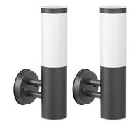 ledscom.de 2 appliques murales PORU pour l'extérieur, IP44, acier inoxydable, anthracite mat, rondes, 1 x E27 max. 40 W