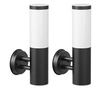 ledscom.de 2 appliques murales PORU pour l'extérieur, IP44, acier inoxydable, noir mat, rondes, 1 x E27 max. 40 W