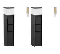 ledscom.de 2 bornes lumineuses PODEL pour l'extérieur, 39 cm, noires, 2 prises, ampoule G9 incluse, 501 lm, blanc chaud