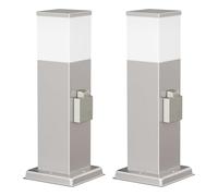 ledscom.de 2 bornes lumineuses POLLY pour l'extérieur, 35 cm, chromées, avec prise, ampoule G9 incluse, 596 lm, blanc