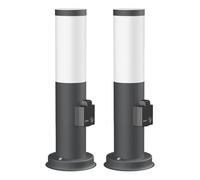 ledscom.de 2 bornes lumineuses PORU avec prise de courant pour l'extérieur, anthracite, 39 cm, ampoule E27 incluse efficacité énergétique A (blanc chaud, 4 W, 935 lm)