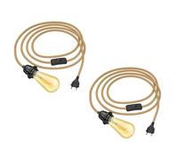 ledscom.de 2 câbles en chanvre LEKA, 4,50 m avec fiche, interrupteur et douille E27, avec ampoule E27 Vintage Retro dorée 489 lm, blanc très chaud