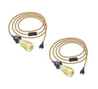 ledscom.de 2 câbles en chanvre LEKA, 4,50 m avec fiche, interrupteur et douille E27, avec LED vintage dorée max. 814 lm, variateur à 3 niveaux, blanc très chaud