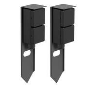 ledscom.de 2 colonnes de Prises de Jardin PIWI avec Piquet d'ancrage pour l'extérieur, IP44, Double Prise, Acier Inoxydable, Anthracite, carrées, 30 cm