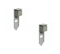 ledscom.de 2 colonnes de Prises de Jardin PIWI avec Piquet pour l'extérieur, IP44, 1 Prise, Acier Inoxydable, Forme carrée, 24 cm