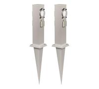 ledscom.de 2 colonnes de Prises de Jardin Polly avec Piquet d'ancrage pour l'extérieur, IP44, 3 Prises avec minuterie, Acier Inoxydable, Forme carrée, 38 cm