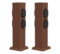 ledscom.de 2 colonnes de Prises de Jardin Polly pour l'extérieur, IP44, 4 Prises, Acier Inoxydable, Marron, carrées, 40 cm