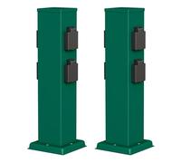 ledscom.de 2 colonnes de Prises de Jardin Polly pour l'extérieur, IP44, 4 Prises, Acier Inoxydable, Vert, carrées, 40 cm