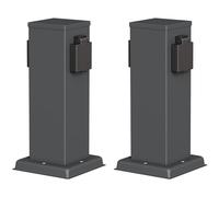 ledscom.de 2 colonnes de Prises de Jardin Polly pour l'extérieur, IP44, à 2 Prises, en Acier Inoxydable, Anthracite, carrées, 27 cm