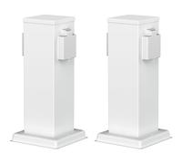 ledscom.de 2 colonnes de Prises de Jardin Polly pour l'extérieur, IP44, Double, Acier Inoxydable, Blanc, carrées, 27 cm