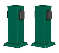 ledscom.de 2 colonnes de Prises de Jardin Polly pour l'extérieur, IP44, Double, Acier Inoxydable, Vert, carrées, 27 cm