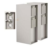 ledscom.de 2 colonnes de Prises de Jardin POMI pour l'extérieur, IP44, 4 Prises, Acier Inoxydable, Forme carrée, 23 cm