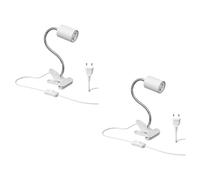 ledscom.de 2 lampes à pince WAIKA avec col de cygne et interrupteur blanc mat, ampoule LED GU10 incluse (blanc chaud, 5,4W, 510lm, 50°)