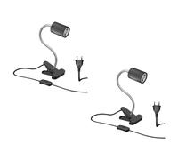 ledscom.de 2 lampes à pince WAIKA avec col de cygne et interrupteur noir mat, ampoule LED GU10 incluse (blanc chaud, 5,4W, 510lm, 50°)