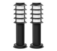 ledscom.de 2 lampes d'allée/bornes lumineuses PORU pour l'extérieur, IP44, grille, 39 cm, noir, 1 ampoule E27 max. 40 W
