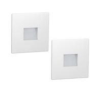 ledscom.de 2 lampes LED d'escalier/encastrées murales FOW pour l'intérieur et l'extérieur, downlight, carrées, 85 x 85 mm, blanc chaud