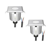 ledscom.de 2 LED encastrés de sol AGENA pour l'extérieur, IP65, inox, carré, 6 x 6cm, blanc chaud