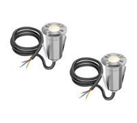 ledscom.de 2 luminaires LED encastrés au sol GLOX pour l'extérieur, IP67, aluminium, ronds, Ø 35 mm, blanc chaud, mat
