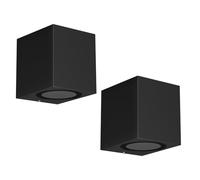 ledscom.de 2 pièces Applique ALSE pour l'extérieur, IP54, Downlight, noir mat, carré, 1x GU10 max. 35W
