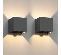 ledscom.de 2 pièces Applique murale CUBEL, détecteur de mouvement, pour l'extérieur, anthracite, IP65, Up