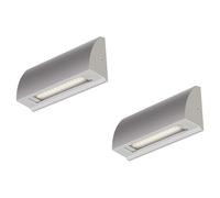 ledscom.de 2 pièces Applique murale LED/éclairage d'escalier SEGIN pour l'extérieur, IP54, plat, downlight, gris mat, carré, 3,8 W, 265lm, blanc chaud