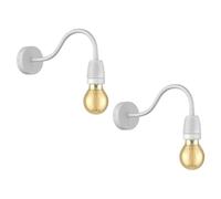 ledscom.de 2 pièces Applique POZ, col de cygne, interrupteur, porcelaine, blanc brillant, incl. lampe LED E27 3 niveaux max. 778lm blanc extra-chaud