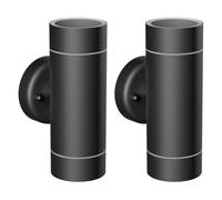 ledscom.de 2 pièces Applique WEDO pour l'extérieur, IP44, Up-/Downlight, noir mat, rond, 2x GU10 max. 35W