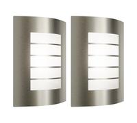 ledscom.de 2 pièces Applique ZYNO pour l'extérieur, IP44, acier inoxydable, inox mat, carrée, 1x E27 max. 40W