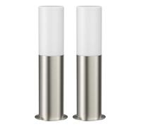 ledscom.de 2 pièces Borne d'éclairage GROPO pour l'extérieur, chrome, 41cm, ampoule E27 incluse, 471lm, blanc extra-chaud