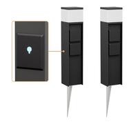 ledscom.de 2 pièces Borne d'éclairage PODEL avec piquet de terre pour l'extérieur, Smart Home, 39cm, noir, douille G9, 2 prises de courant