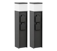 ledscom.de 2 pièces Borne d'éclairage PODEL pour l'extérieur, 39cm, noir, 2 prises de courant, ampoule G9 incluse, 501lm, blanc chaud