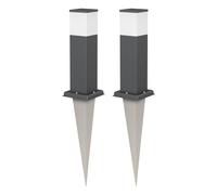 ledscom.de 2 pièces Borne d'éclairage POLLY avec piquet de terre pour l'extérieur, 35cm, anthracite, ampoule G9 incluse, 596lm, blanc