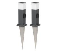 ledscom.de 2 pièces Borne d'éclairage POLLY avec piquet de terre pour l'extérieur, 35cm, anthracite, douille G9, prise de courant