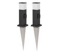 ledscom.de 2 pièces Borne d'éclairage POLLY avec piquet de terre pour l'extérieur, 35cm, noir, prise de courant, ampoule G9 incluse, 501lm, blanc chaud