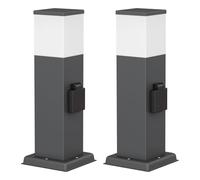 ledscom.de 2 pièces Borne d'éclairage POLLY pour l'extérieur, 35cm, anthracite, prise de courant, ampoule G9 incluse, 596lm, blanc