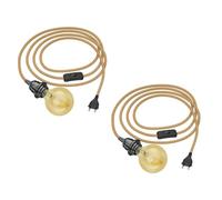 ledscom.de 2 pièces câble de chanvre LEKA, 4,50m avec fiche, interrupteur et douille E27, in mpoule LED or max. 818lm, gradation en 3 étapes, blanc extra-chaud