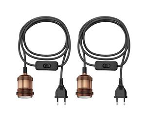 ledscom.de 2 pièces câble textile RETRA, fiche, interrupteur, bronze, 3 m, douille de lampe, 1x E27 max. 60W