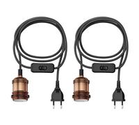ledscom.de 2 pièces câble textile RETRA, fiche, interrupteur, bronze mat, 3 m, douille de lampe, 1x E27 max. 60W