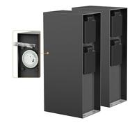 ledscom.de 2 pièces Colonne de Prises de Courant de Jardin POMI pour l'extérieur, IP44, minuterie/commutateur horaire, 2 Fois, Acier Inoxydable, Anthracite, rectangulaire, 23 cm