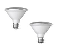ledscom.de 2 pièces E27 ampoules LED, PAR30 cou court, blanc (4200 K), 13 W, 1025lm, 43°, miroir réflecteur (argent)