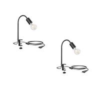 ledscom.de 2 pièces E27 Lampe à pince LELE avec col de cygne, noir incl. E27 LED 3 niveaux dimmable blanc 6,9W 1020lm