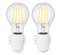 ledscom.de 2 pièces E27 porcelaine douille murale FEL, blanc, incl. lampe E27 (blanc chaud, 6,96W, 963lm) gradation sans variateur avec interrupteur d'éclairage