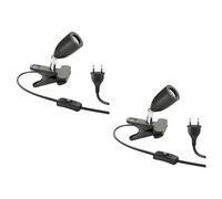 ledscom.de 2 pièces lampe à pince LIK, interrupteur, noir mat, 1x E27 max. 60W