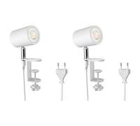 ledscom.de 2 pièces lampe à pince WAIKA, interrupteur, blanc mat, incl. lampe LED GU10, 468lm blanc chaud