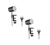 ledscom.de 2 pièces lampe à pince WAIKA, interrupteur, noir mat, incl. lampe LED GU10, 468lm blanc chaud