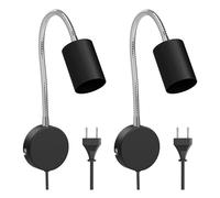 ledscom.de 2 pièces lampe de lecture/applique WAIKA, col de cygne, interrupteur, prise, noir mat, 1x GU10 max. 15W