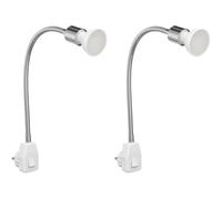 ledscom.de 2 pièces lampe de prise LESCH lampe de lecture col de cygne, interrupteur, chrome incl. ampoule LED GU10 6,74W 630lm 100° blanc