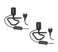 ledscom.de 2 pièces lampe de table/douille de lampe/pied triangulaire TRIN, interrupteur, aluminium, noir, 1x E27 max. 60W